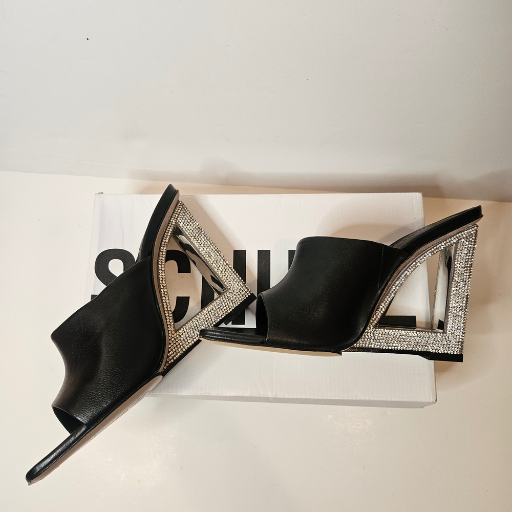 NEW IN BOX | Schutz Filipa Glam Wedge Mule Sandals - Black/Silver - 9.5 - Picture 7 of 10